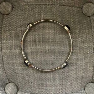 Sterling silver bracelet with solid navy gems